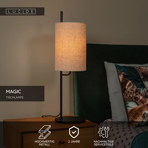 Lucide MAGIC - Tischlampe - Ø 18 cm - 1xE27 - Schwarz - USP